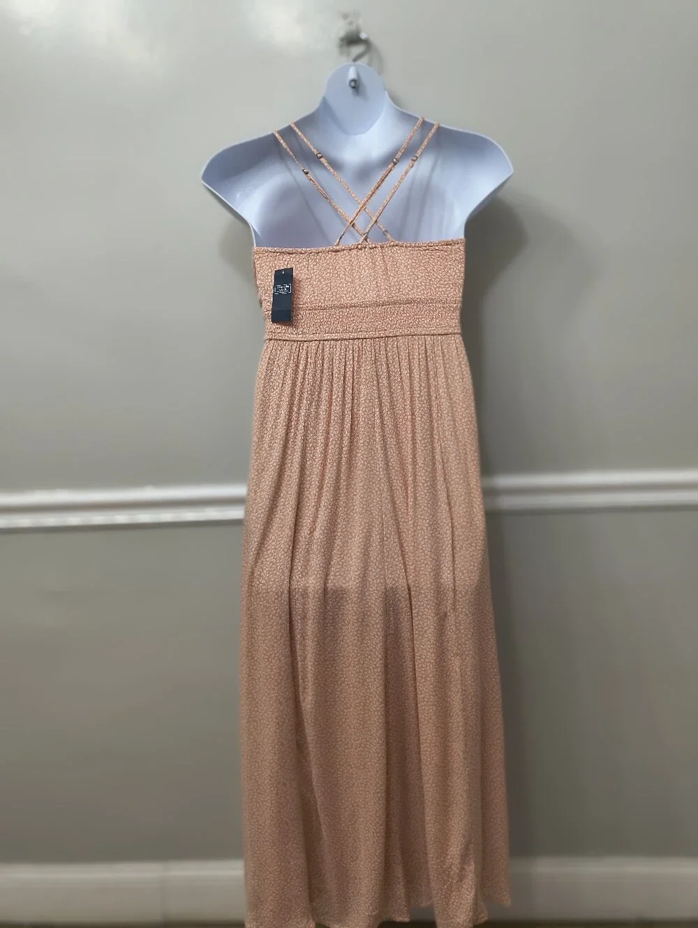 Abercrombie & Fitch Peach Ditsy Floral  Maxi Dress S Boho Cottage Summer Party